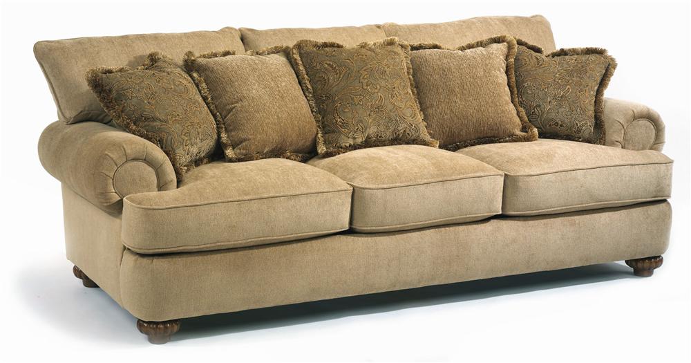  Flexsteel Patterson Stationary Sofa with Rolled Arms 